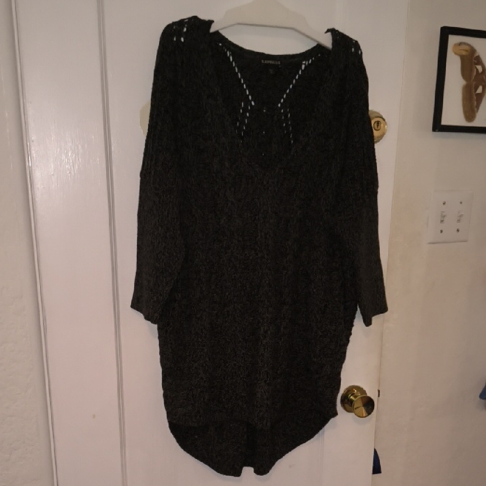 Express | Dark Knit Sweater - Scoop Neck
